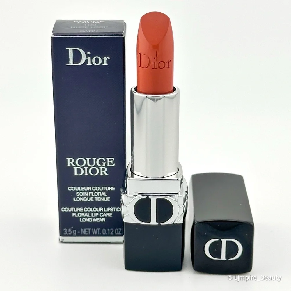Nude Look 🆕 DIOR Rouge Dior Refillable Lipstick in Color: 100 Satin Finish NIB - Picture 3 of 10